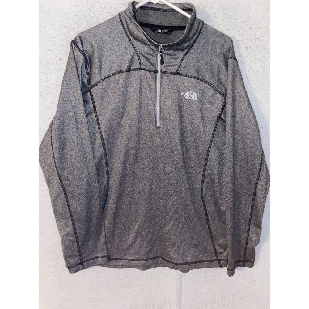 The North Face Men's sz L 1/4 Zip Fleece Lined Pullover Jacket Gray Long Sleeve